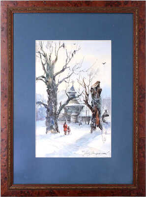 Неизвестный художник. Зимний пейзаж с церковью